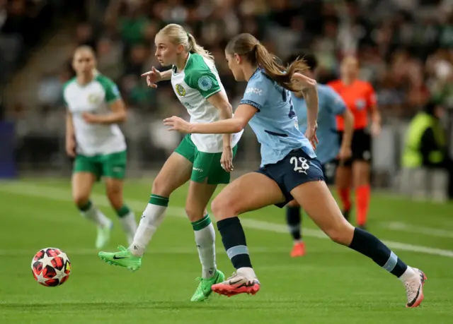 Emilie Joramo of Hammarby passes the ball