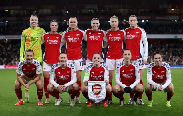 Players of Arsenal pose for a team photo