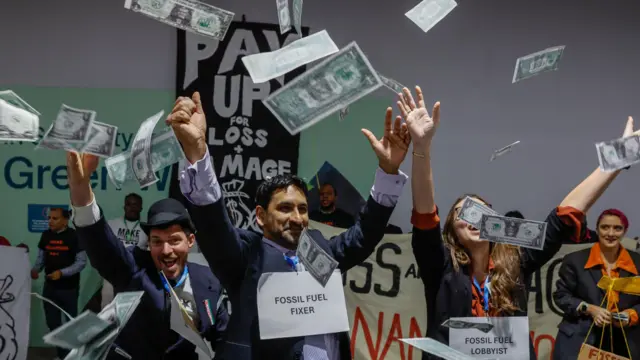 Climate activists took part in a protest at the UN climate change conference COP29 in Baku, Azerbaijan.