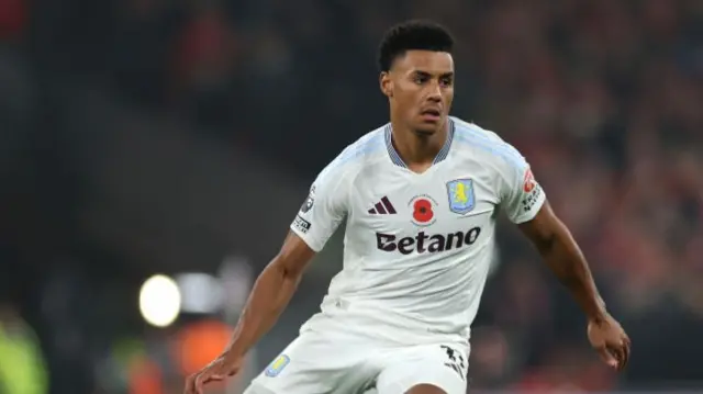 Ollie Watkins with the ball at his feet at Anfield