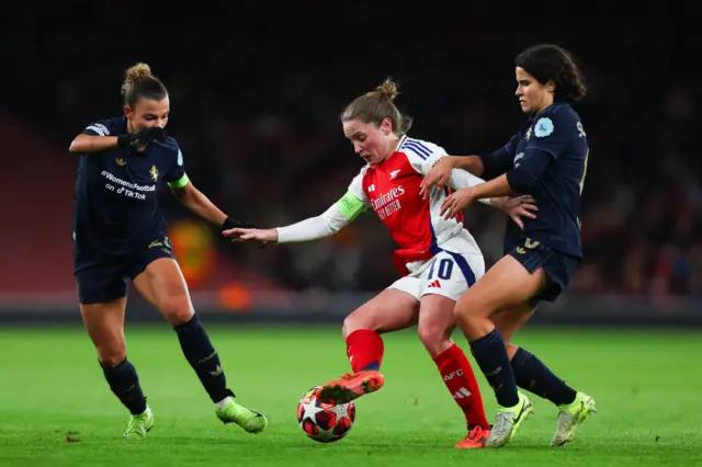 Kim Little of Arsenal battles for possession