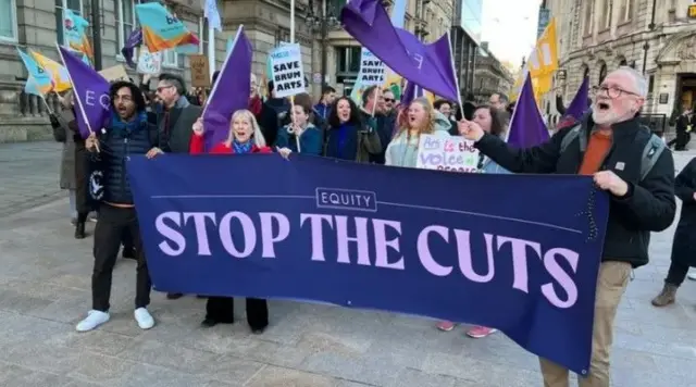 Protesters outside city hall