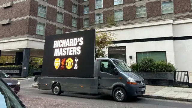 Van with billboard protesting against the Premier League agreeing to APT rule changes