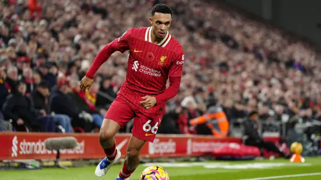 Trent Alexander-Arnold playing for Liverpool