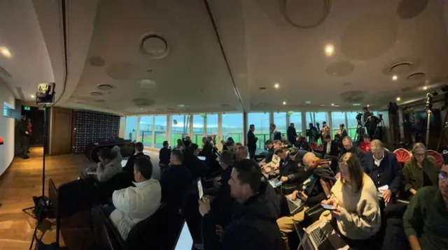 A panoramic view of Manchester United's press room