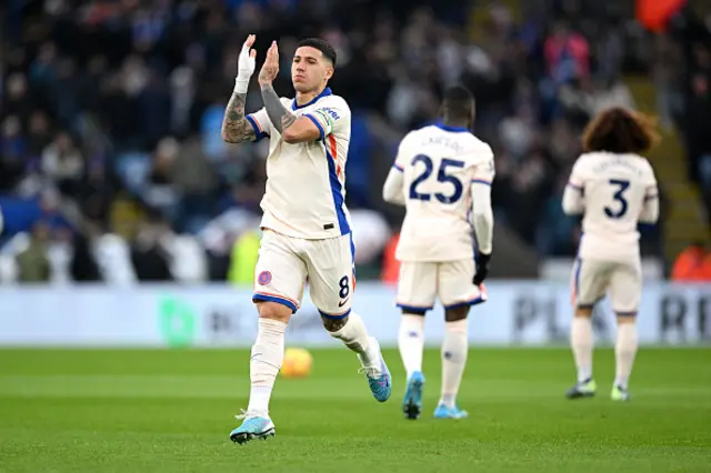 Enzo Fernandez of Chelsea applauds the fans