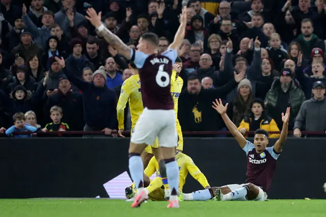 Ollie Watkins of Aston Villa appeals