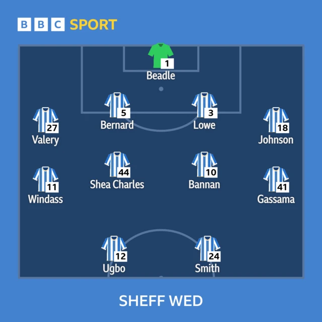 Sheffield Wednesday's line-up against Cardiff