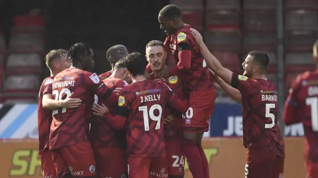 Crawley celebrate v Rotherham