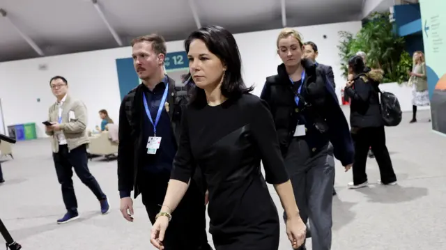 Germany’s Foreign Minister Annalena Baerbock arrives at a meeting during the COP29 United Nations climate change conference in Baku