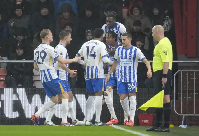 Brighton & Hove Albion's Joao Pedro celebrates scoring their side's first goal