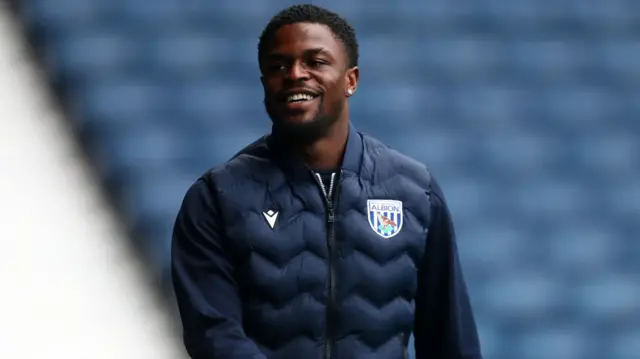 Josh Maja arrives at The Hawthorns