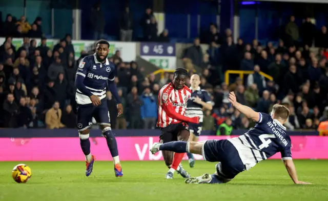 Sunderland's Eliezer Mayenda attempts a shot on goal