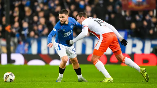 Rangers' Nico Raskin and Dundee United's Sam Dalby