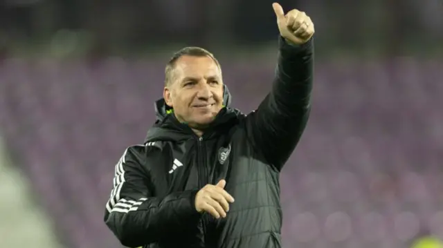 EDINBURGH, SCOTLAND - NOVEMBER 23: Celtic Manager Brendan Rodgers at full time during a William Hill Premiership match between Heart of Midlothian and Celtic at Tynecastle Park on November 23, 2024, in Edinburgh, Scotland. (Photo by Ross Parker / SNS Group)