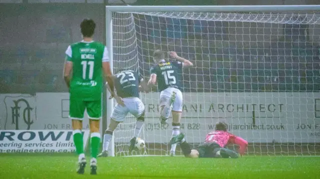 DUNDEE, SCOTLAND - NOVEMBER 23: Dundee's Seb Palmer-Houlden scores to make it 3-1 during a William Hill Premiership match between Dundee and Hibernian at the Scot Foam Stadium at Den's Park on November 23, 2024, in Dundee, Scotland. (Photo by Euan Cherry / SNS Group)