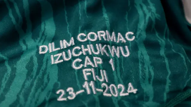 Cormac Izuchukwu's Ireland jersey before the Fiji game