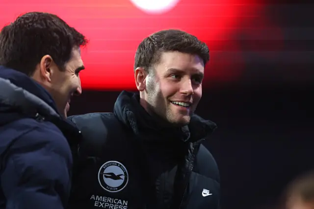 Fabian Huerzeler, Manager of Brighton & Hove Albion, looks on