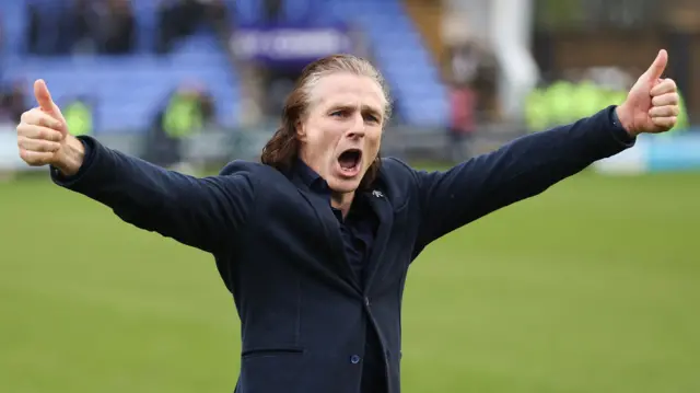 Shrewsbury boss Gareth Ainsworth celebrates