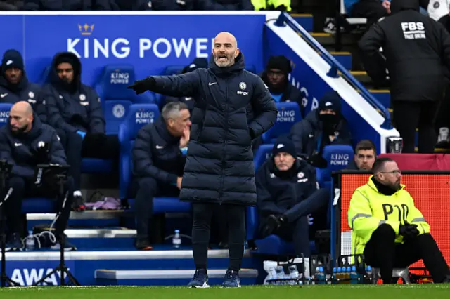 Enzo Maresca, Manager of Chelsea, gestures on the touchline