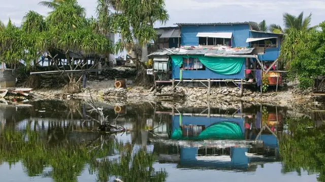 Funafuti Atoll is on the frontline of global warming. 15 feet above sea level at the highest point, rising levels put the population of 10,000 at risk.