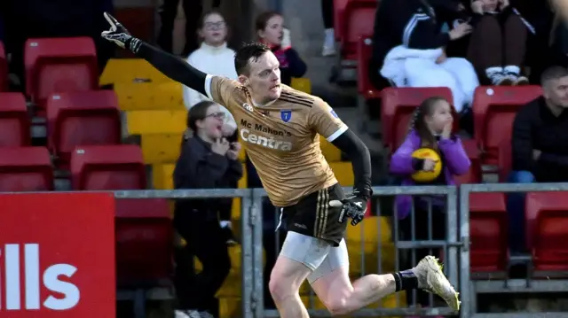 Rory Beggan celebrates scoring the winning point against Kilcoo last year