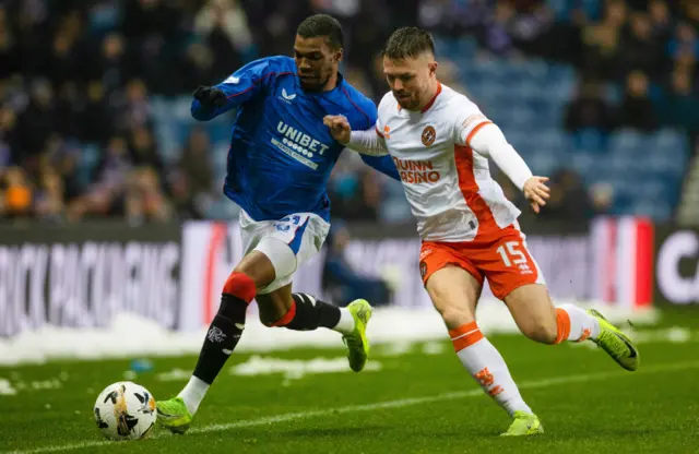 Rangers' Dujon Sterling and Dundee United's Glenn Middleton