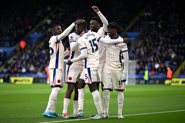 Nicolas Jackson of Chelsea celebrates with his teammates