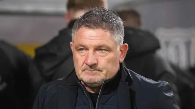 DUNDEE, SCOTLAND - NOVEMBER 23: Dundee manager Tony Docherty during a William Hill Premiership match between Dundee and Hibernian at the Scot Foam Stadium at Den's Park on November 23, 2024, in Dundee, Scotland. (Photo by Euan Cherry / SNS Group)