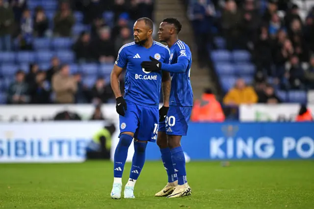 : Jordan Ayew of Leicester City celebrates