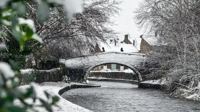 A snowy bridge