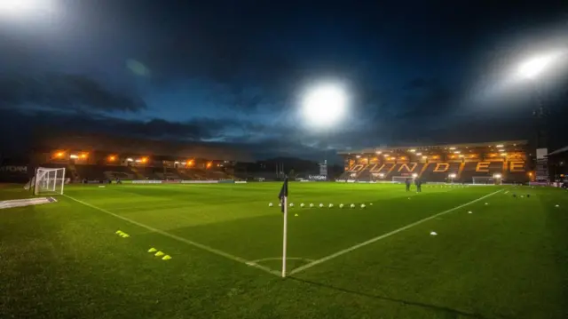 DUNDEE, SCOTLAND - NOVEMBER 23: A general view during a William Hill Premiership match between Dundee and Hibernian at the Scot Foam Stadium at Den's Park on November 23, 2024, in Dundee, Scotland. (Photo by Euan Cherry / SNS Group)