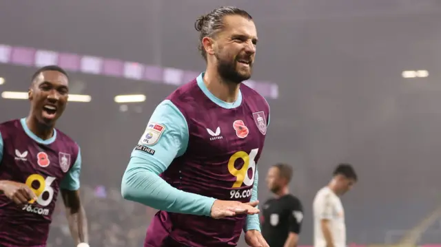 Burnley's Jay Rodriguez celebrates scoring against Swansea