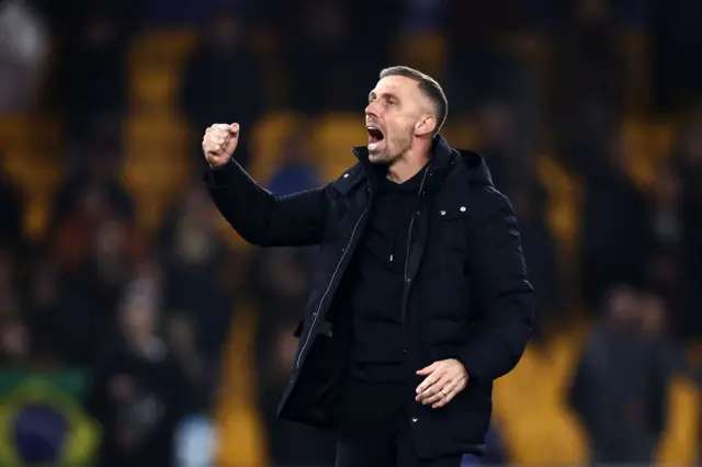 Wolves manager Gary O'Neil fist pumping