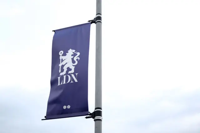 Chelsea flag outside Kingsmeadow