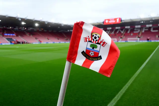 St Mary's stadium corner flag blows in the wind