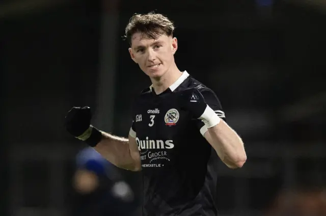 Ryan McEvoy celebrates after Kilcoo's win at the Athletic Grounds