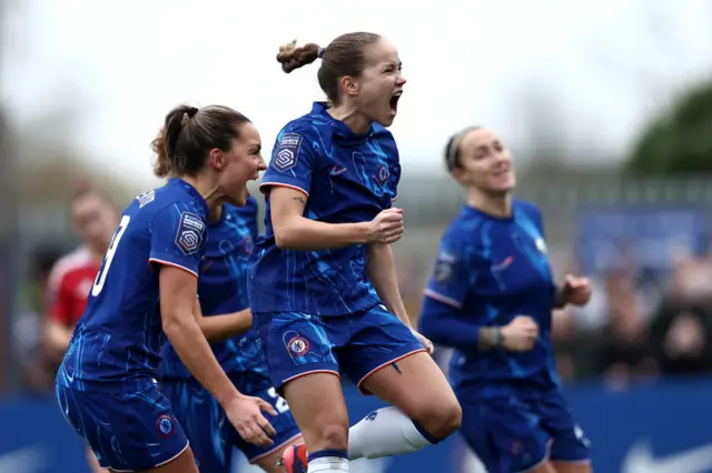 Guro Reiten of Chelsea celebrates scoring her team's first goal