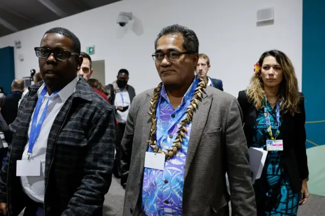 Cedric Schuster, chair of the Alliance of Small Island States, at the COP29 summit in Baku