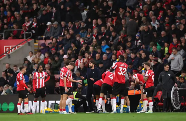 Martin addresses his players on the touchline