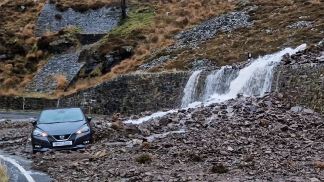 Car on landslip