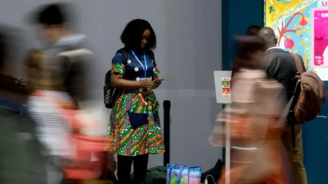 Visitors at the UN Climate Change Conference COP29 in Baku, Azerbaijan, 13 November 2024. The Azerbaijani capital of Baku hosts the 2024 United Nations Climate Change Conference (COP29) from 11 to 22 November 2024