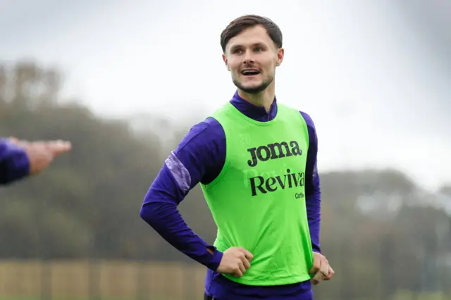 Liam Cullen in Swansea training