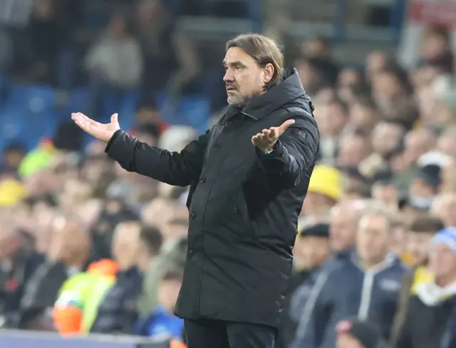 Leeds boss Daniel Farke on the touchline