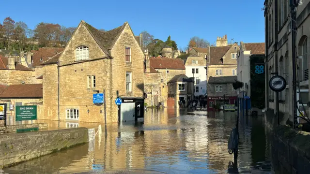 Bradford-on-Avon town centre is flooded