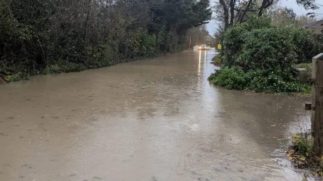 Stoke Road in Martock is underwater