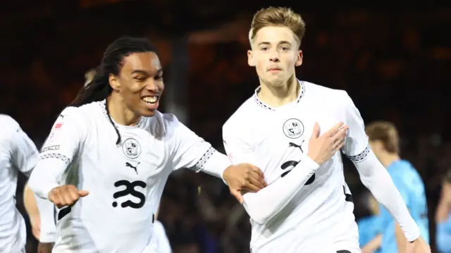 Jack Shorrock peels away after opening the scoring for Port Vale against Crewe