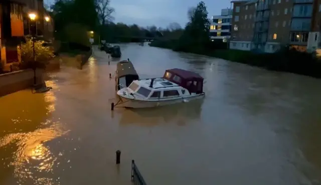 Flooded water in a residential area