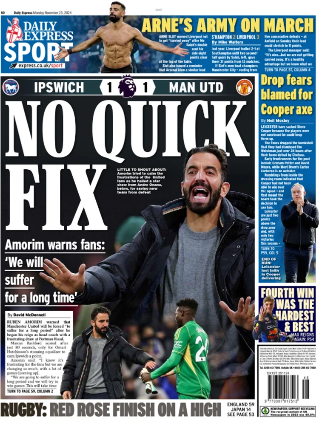 The back page of Monday's Daily Express