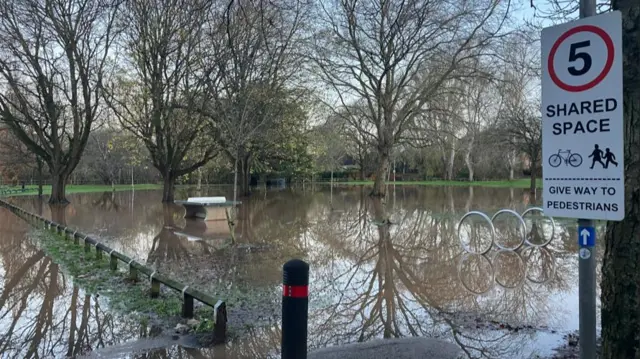 A park in Taunton is totally under water